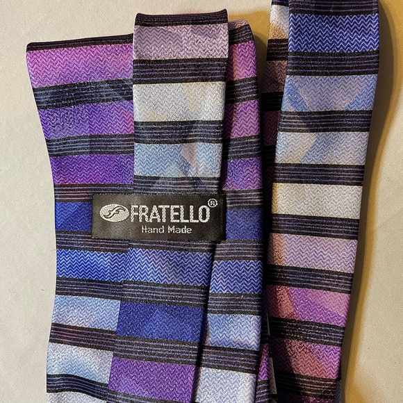 FRATELLO Tie & Handkerchief 100% Polyester - Men’s Hand Made| Color: Multi - Picture 4 of 5